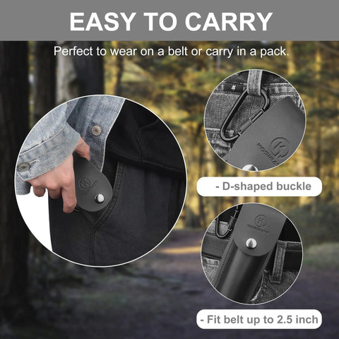 Go To Bushcraft Hand Auger Wrench For Easy Wood Drilling By KOSIBATE attached to belt in leather case with D-shaped buckle.