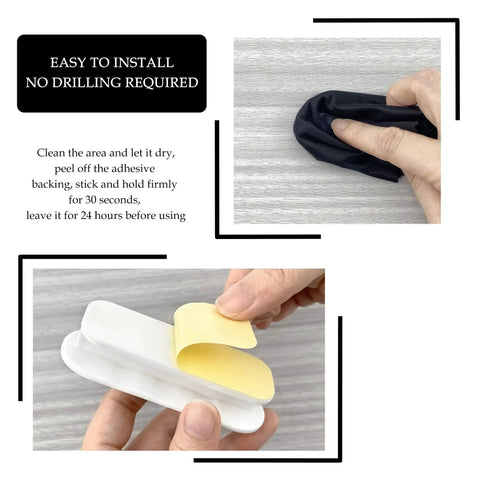 2 Pack Self Adhesive Push Pull Cabinet Handles No Drilling Plastic Stick On demonstration of installation process.