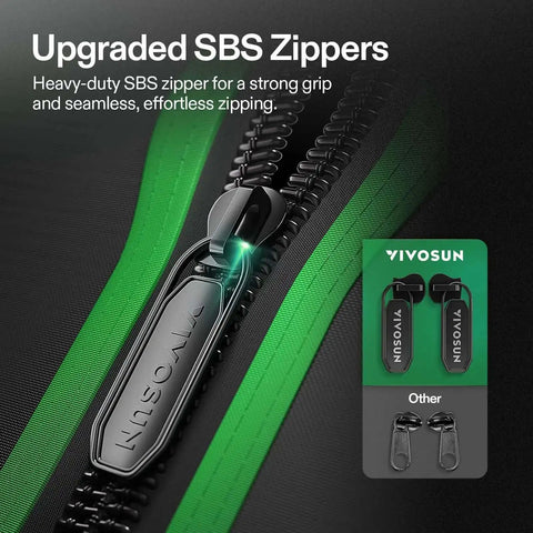 Close-up of upgraded SBS zipper on S3018 30x18x36 Grow Tent With High Reflective Mylar Observation Window Floor Tray Ventilation Ready Enclosure.