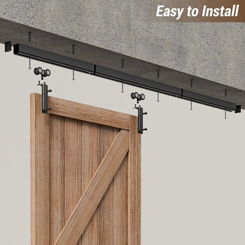 Ceiling Mount Box Rail Barn Door Hardware Kit For Single Door Applications Up To 35.4 Inches Wide And 39.6 Inches Panel Width