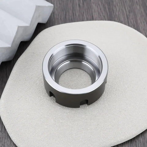 2 Pack ER32 Collet Clamping Nuts With M40x1.5 Thread For CNC Milling, black finish, shown on a textured surface, pro grade durability
