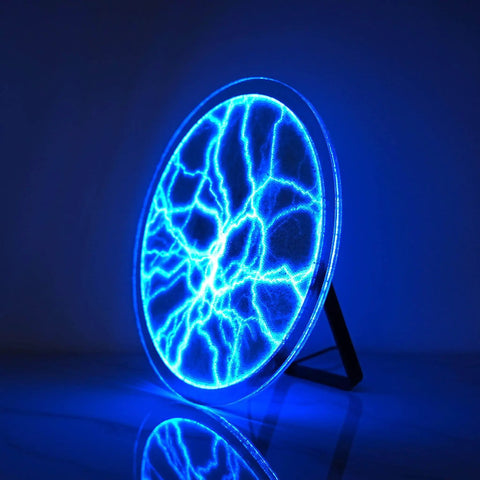 12 Inch Plasma Disc Light Plate With Dope Touch Responsive Glow, Music And Voice Activated Sensor on stand, blue illumination