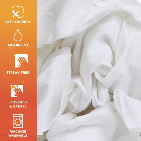 Bulk T Shirt Rags 5 Lb Box White Cotton Wiping Cloths For Paint, Stain, Grease Cleanup In Shop And Auto Use, soft white fabric
