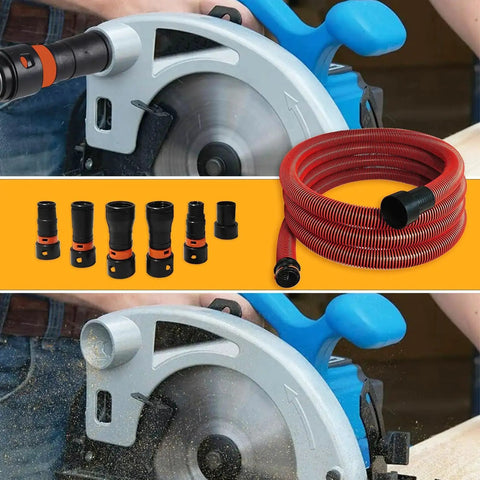 Versatile 16 Foot Vacuum Hose Kit With 6 Adapters For Dust Collection Fits Major Vacuum Brands in use with power tool