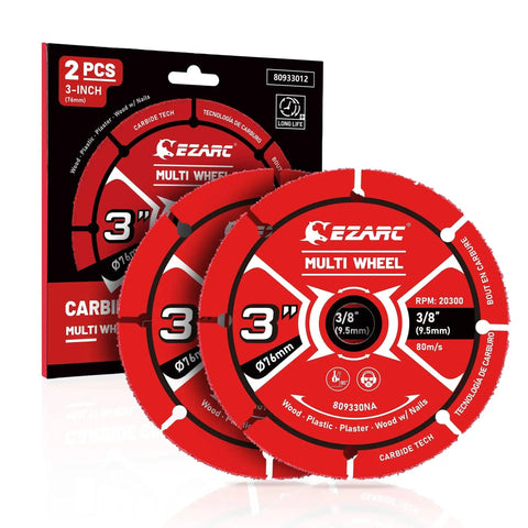 3 Inch Carbide Cut Off Wheels Set For Angle Grinders, High Wear Resistant Cutting Discs For Wood With Nails, Laminate, Plastic And Plaster, Quick Cutting Efficiency Up To 2x, Durable 2 Pack By EZARC