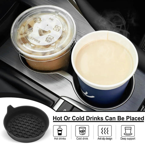 Silicone Car Cup Holder Coasters Set Of Four Universal Non Slip Inserts with drinks in car cup holder