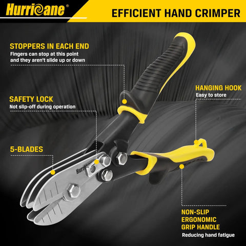 Five Blade Sheet Metal Crimper For Ductwork Downspouts And Stove Pipes Industrial Grade Heavy Duty Hand Crimping Tool