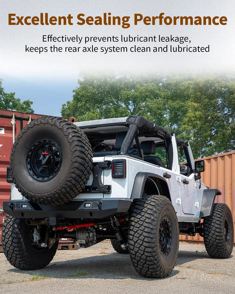 Jeep Wrangler with 2 Piece Rear Axle Bearing And Seal Kit For 2007 2017 Wrangler JK JKU Axle Shaft Seal Retainer Replacement 68008523AA installed