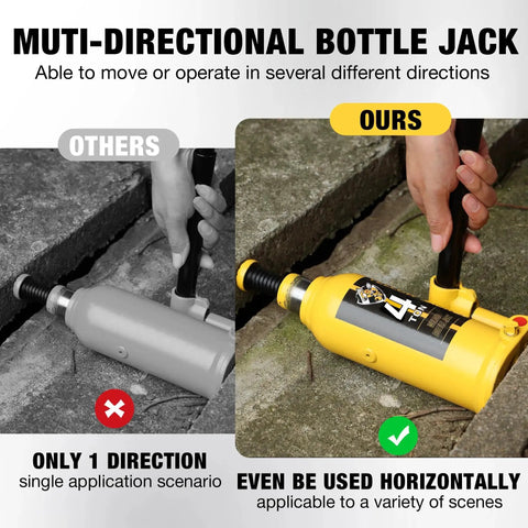 4 Ton Multi Directional Welded Bottle Jack With Carrying Case For Car Repair used horizontally on outdoor pavement
