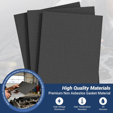 Non-asbestos gasket material sheets, 14x11 in, 1.0 mm thick, high-temperature oil resistant, 4 sheets