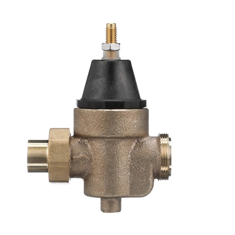 Watts LFN45B 1in lead-free copper-silicon alloy PRV with brass body and black cap; NPT union inlet, NPT female outlet
