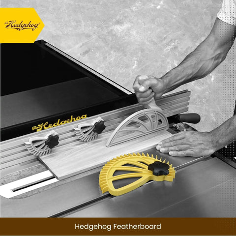 Featherboard for table saws with quick one handed adjustments for safer faster and more accurate cuts fits standard three quarter inch miter slots on most saws including Bosch and Ryobi not for five eighths inch slots Hedgehog