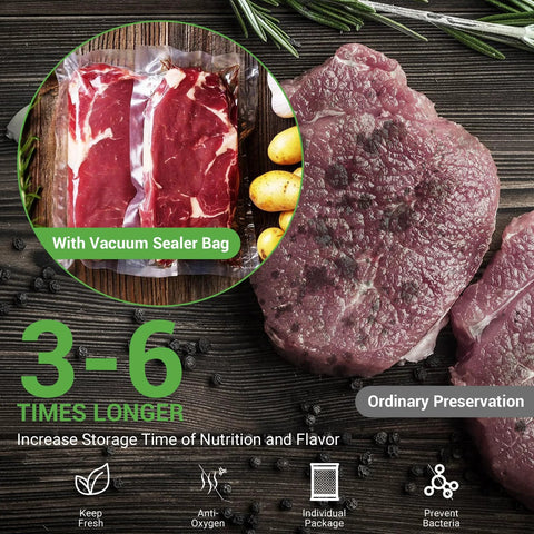 VTUUU Chamber Vacuum Sealer Bags by Amazon; BPA-free heavy-duty chamber bags in 6x10, 8x12, 10x13 for meat preservation