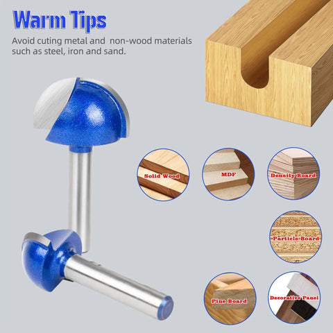 Cove box round nose router bit from 8 Piece Cove Box Round Nose Router Bit Set With 1 Quarter Inch Shank Carbide Tipped Core Box Router Bits For DIY Woodworking Projects Including Cutting Diameters From One Quarter Inch To One Inch For Precise Grooves And Beads