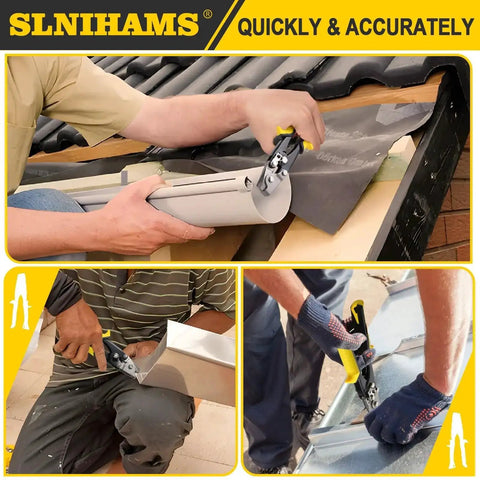 Snap Lock Punch Tool For Sheet Metal 9-Inch End Cap Crimper in use on various metal and vinyl siding projects