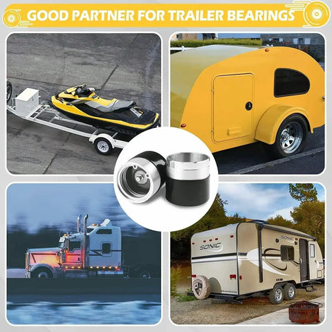 4-Piece Trailer Lubricator Tool Set With 1.98in Stainless Steel Bearing Maintenance Accessory in diverse vehicle settings