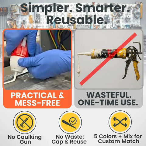 Industrial RTV Silicone Gasket Maker Sealant With Auto Dispensing Nozzle demonstration, practical and reusable use case illustration.
