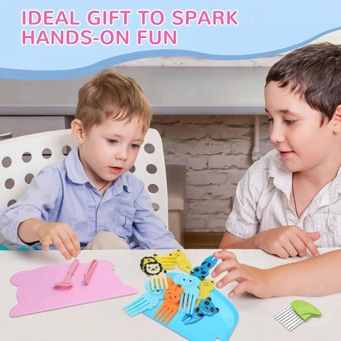 Children using Kids Knife Set For Real Cooking 21 Piece Toddler Kitchen Kit With Kid Friendly Knives Cutting Boards Crinkle Cutter.