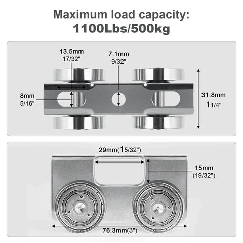 Detailed diagram of upgraded four wheel trolley assembly for stable load handling fits 1 5/8 inch or taller strut channel pack of eight
