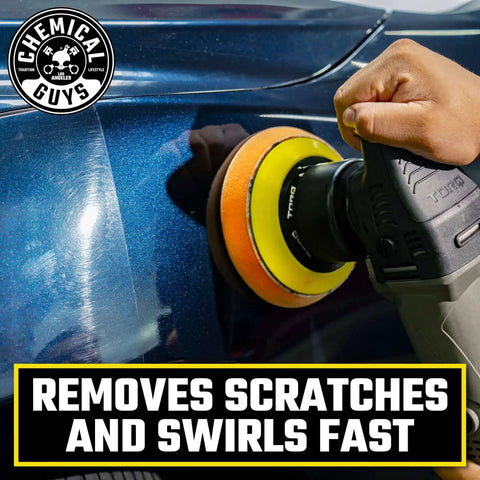 Using TORQX Dual Action Random Orbital Polisher on car paint to remove scratches and swirls, 700W motor, 8mm orbit