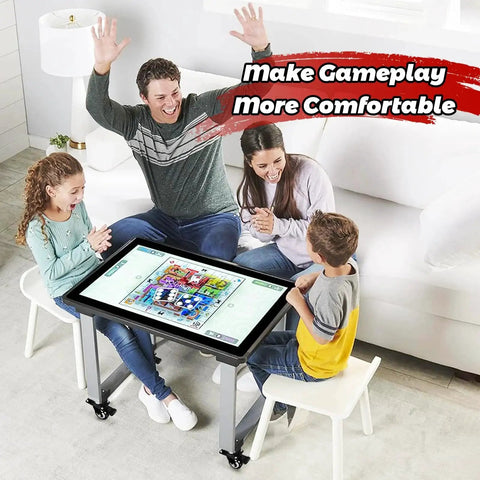Riser Casters Set Of 4 With 360 Degree Swivel Wheels For Arcade Infinity Tables Raise Height Up To Four Inches Heavy Duty Plate Casters Capable Of Up To 200 Lbs Per Caster For Easy Mobility And Stable Table Elevation On 24 And 32 Inch Models installed on table
