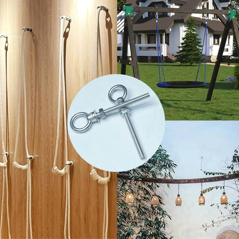 Six Pack M8 Eyebolts Stainless Steel Heavy Duty Lifting Rings for swing tire chair fittings in indoor and outdoor scenes