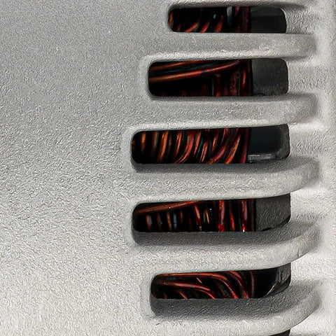 Close-up of copper windings on a Beefed Up 90 Amp Alternator For Honda Prelude 1997 2001 Replacement 12V Six Groove Pulley