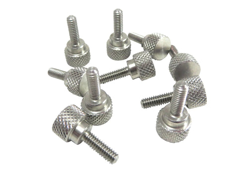 Ten Pack 1/4-20 x 3/4 Inch 303 Stainless Steel Diamond Knurled Thumb Screws With Straight Shoulders Right Hand Threads Flat Tips