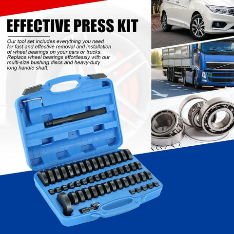 52 In 1 Master Bushing Tool Set for Transmission Wheel Axle Bearing Race Seal Installer Remover, kit open with components
