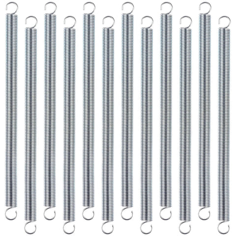 12-pack extension springs: zinc-plated 3/8 x 6-1/2 in, dual-hook ends for DIY home repairs (Amazon)