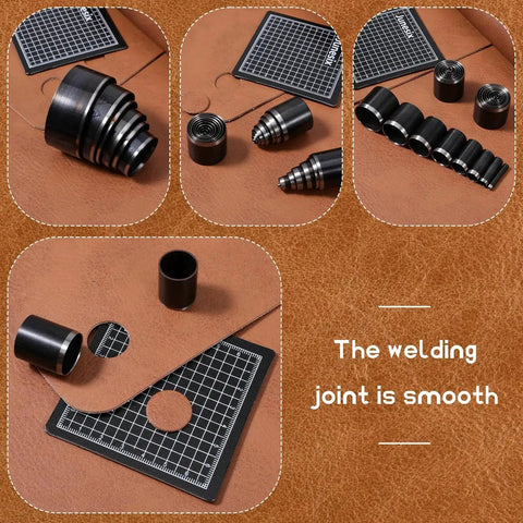 Leather Circle Cutter Tool Set 31 Piece Pro Grade Punch Kit With High Carbon Steel Round Dies Ranging From 1Mm To 55Mm and mat