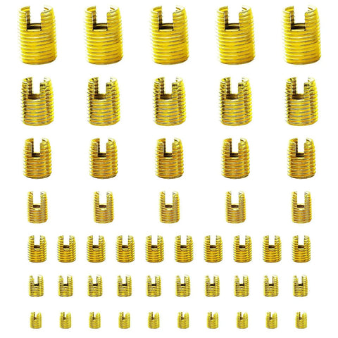 50Pcs Self Tapping Thread Inserts Set In 302 Stainless Steel With Storage Case, Slotted Design For Easy Direct Install No Pre Tap Required