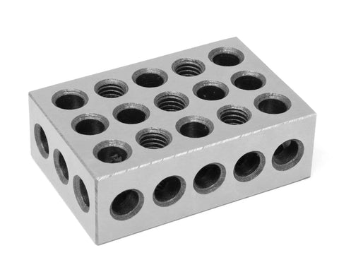 Three By Two By One Inch Steel Hardened 123 Blocks Two Pack Pro Grade For Precision Machining And Layout In Woodworking And Metalworking Featuring Five Cross Drilled 3/8-16 UNC Holes For Quick Calibrations And Exact Spacing By WEN