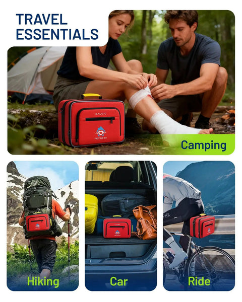 500 Piece First Aid Kit For Car Home Travel Camping Dorms Waterproof Trauma Medical Kit with hikers and campers