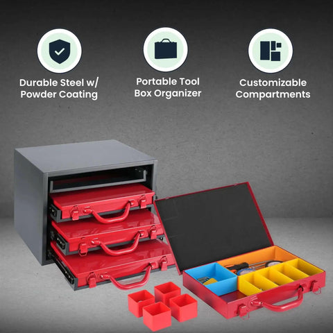 Heavy Duty Metal Small Parts Cabinet With Sliding Rack Drawers Four Removable Tool Boxes And Color Coded Compartments
