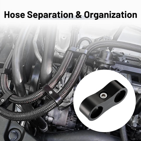 EVIL ENERGY AN6 hose separator clamp, aluminum black dual-hole fuel line mounting clamp, 4 pcs