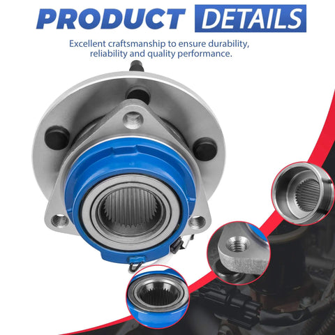 Front Wheel Hub Bearing Assembly With ABS Fits GM Vehicles Impala Monte Carlo Venture Bonneville Grand Prix Trans Sport Saturn Five Lug 1 Piece Direct Replacement For GM Front Axle Hub