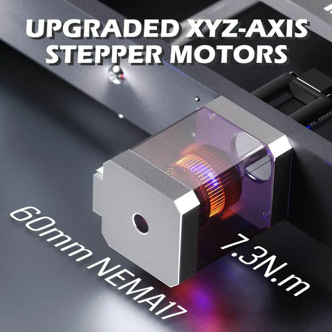 3020-PRO Ultra CNC Router Machine with all-metal frame showing 60mm NEMA17 stepper motor and torque details