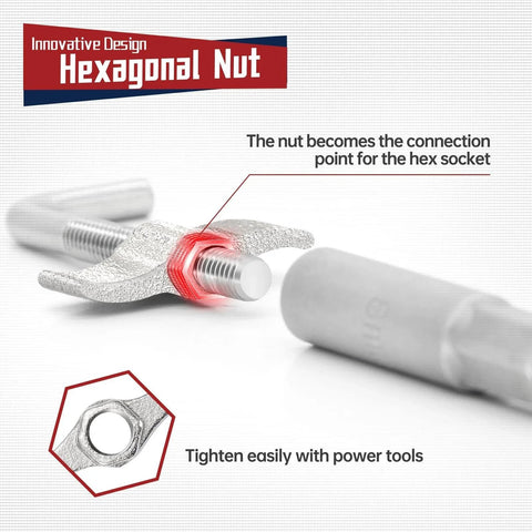 Close-up of butterfly type hexagonal nut handle for 304 Stainless Steel Hose Pincher Set Of 2, showing hex socket connection.