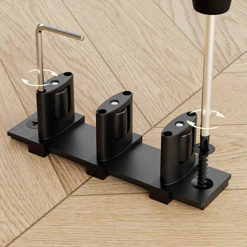 Adjustable Three Roller Sliding Closet Door Floor Guide For Bypass Double Doors Black Floor Mount Barn Door Bottom Guide