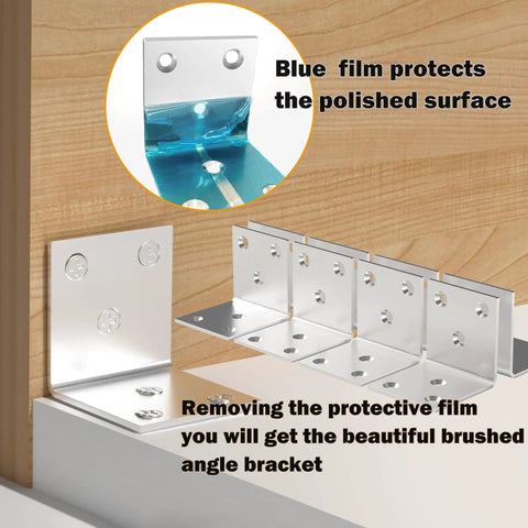 20 Pcs Stainless Steel L Brackets 2x2x2 Inch Heavy Duty Corner Braces with protective film, ideal for wood frames and shelves