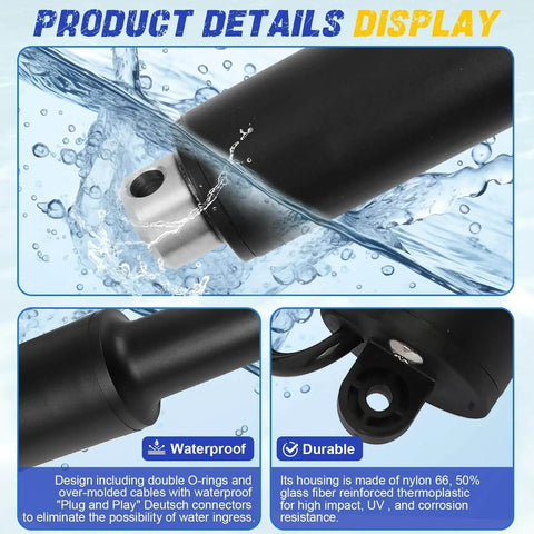 Trim Tab Actuator for 2009 and Newer Air Boats Short Stroke Two and a Quarter Inch, waterproof design, nylon 66