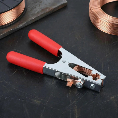 Beefy 500 Amp Heavy Duty Welding Ground Clamp With Braided Copper Shunt Strap And Three Sixteenth Inch Solid Copper Jaws
