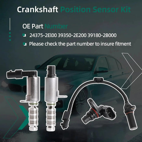 Intake And Exhaust Variable Valve Timing VVT Solenoid And Crankshaft Position Sensor Kit For Hyundai And Kia 2016 To 2021
