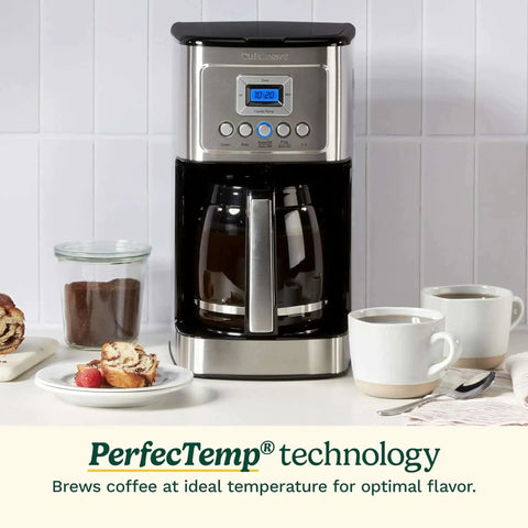 Plug-And-Play Programmable 14-Cup Coffee Maker With Temperature Control And Glass Carafe displayed on kitchen counter