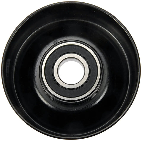 Front view of Accessory Drive Belt Idler Pulley For Dodge And Jeep Dorman 419 672 Direct Replacement That Fixes Squealing Or Groaning Noise