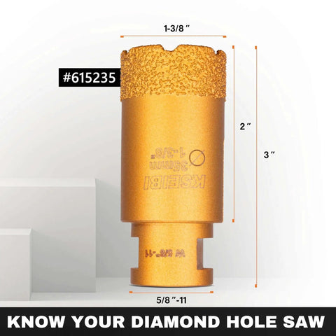 Diamond Hole Saw Bit Heavy Duty Pro Grade One And Three Eighths Inch For Porcelain Ceramic Granite Vacuum Brazed Core Drill Bit