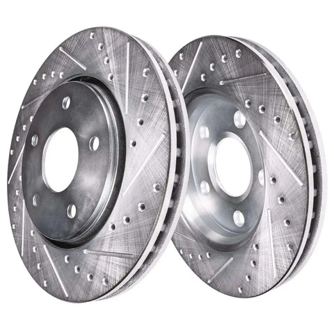 4x4 Front Brake Kit For 2000 2001 Dodge Ram 1500 With Drilled And Slotted Disc Brake Rotors Replacement Set Includes Two Front Rotors