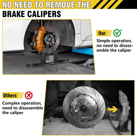 DIY Wheel Alignment Tool Kit With 2 Toe Alignment Plates, No Caliper Removal Required, showed on car brake caliper