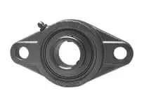 Front view of 25mm Stainless Steel 2-Bolt Flange with Set-Screw Lock, Corrosion-Resistant Heavy Duty Flanged Ball Bearing, Single Unit, MUCFL205 Style
